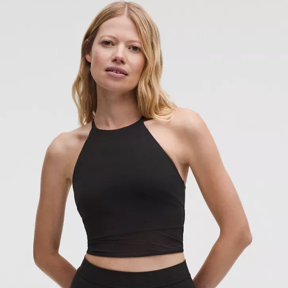 Lululemon Nulu High-Neck Mesh-Hem Tank Top – Black, Size S, NWT